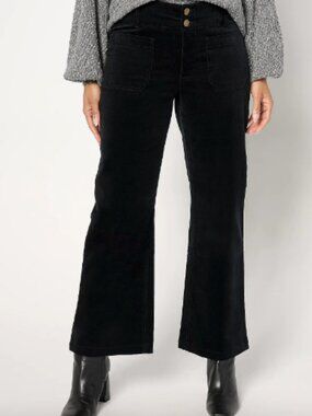 Studio Park x Amy Stran Petite Wide Leg Corduroy Pant, Black Sz 16P a667718